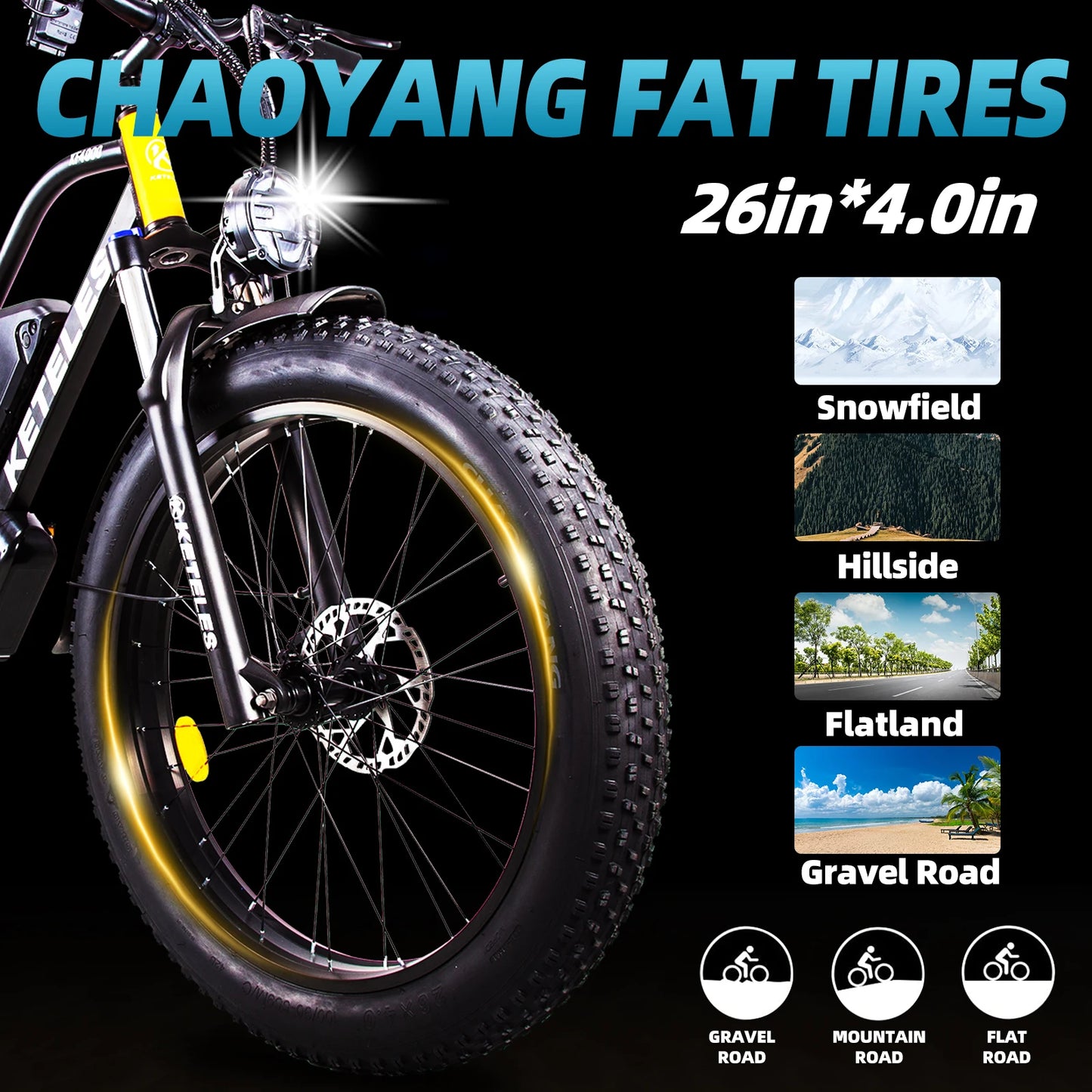 US Fast Delivery KETELES 1000w Electric Bicycle 48V 23ah Lithium Battery 30MPH Adults XF4000 Ebike