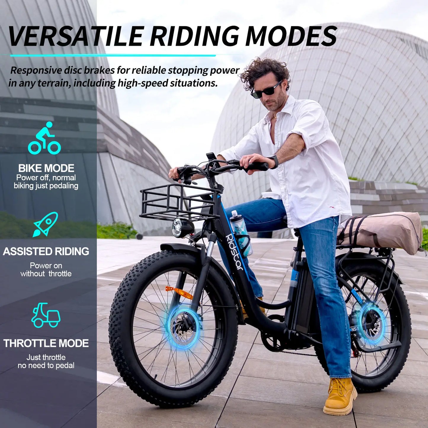 Ridstar Folding Electric Bike for Adults 1000/1500W 30MPH 48V 15/20Ah 20/26" Fat Tire City Commuter Foldable EBike for Men Women