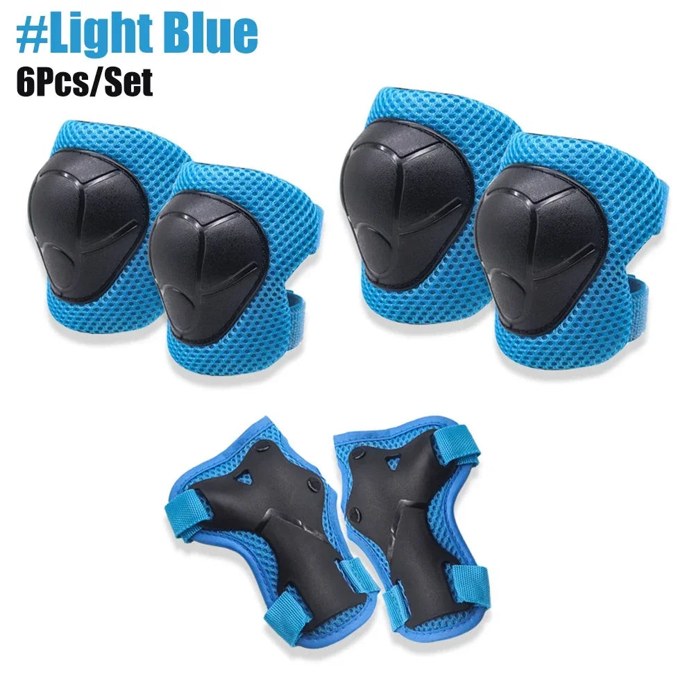 6PCS Kids Protective Gear Set - Knee & Elbow Pads + Wrist Guards for Toddlers 3-7 Years, Skating & Playground Safety