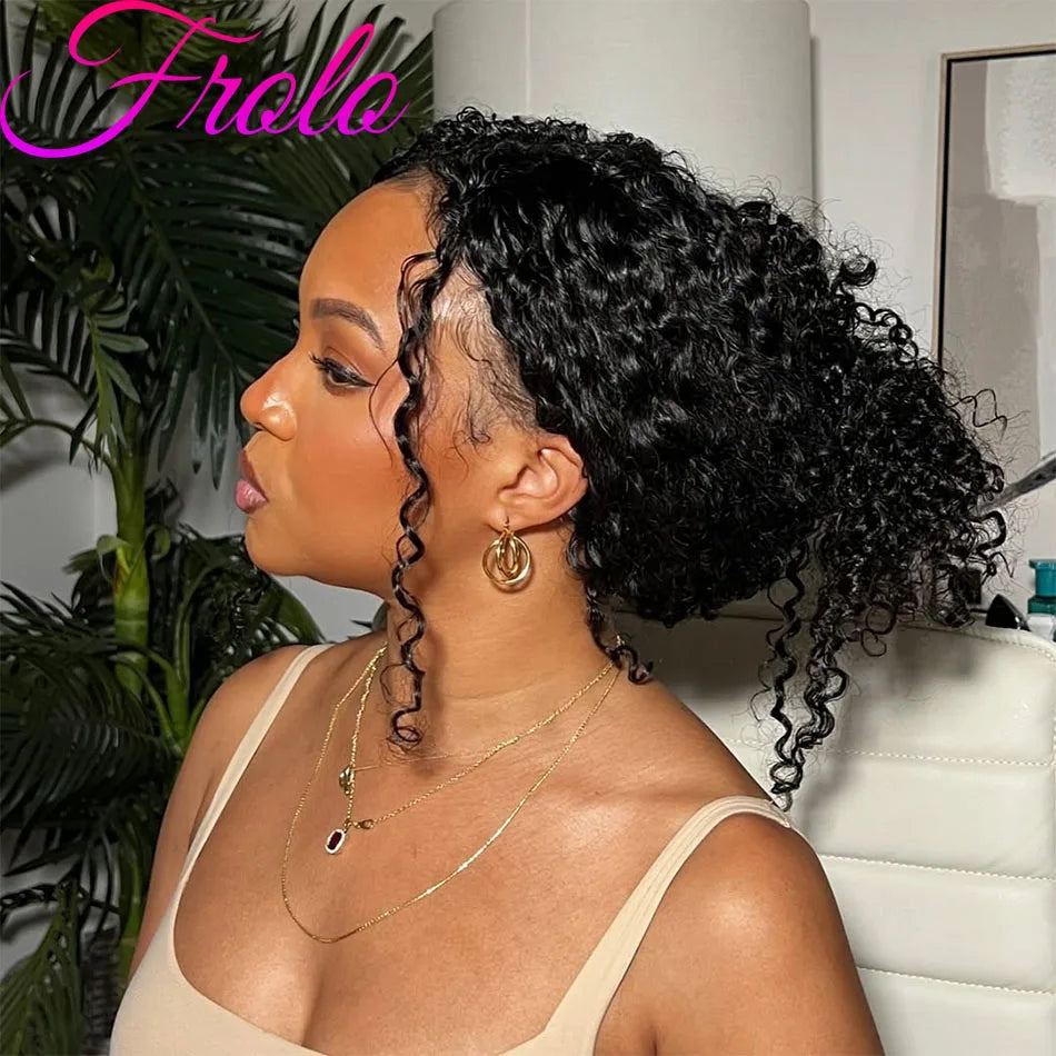 250 Density Deep Wave Invisi Strap 360 Full Lace Wig Human Hair Natrual Black Curly Wigs Lace Front Wig Human Hair 38 Inches