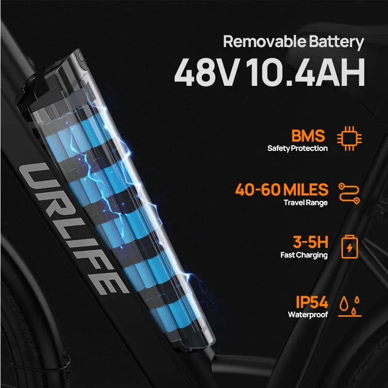 URLIFE E26 adult E-bike 250W 48V 10.4Ah battery commute Electric Bike,26-inch tire city ebike