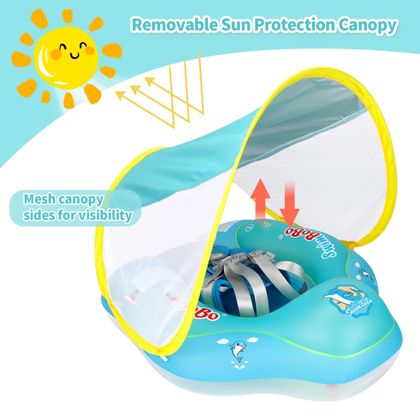 Swimbobo New Upgrades Mesh More Safety Soft Ventilate Seat Pocket Baby Inflatable Swimming Floating Kids Ring Circle Summer Toys