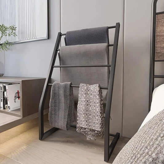 Standing Towel Rack, Towel Racks for Bathroom, 4 Tier Metal Towel Bar Stand, Blanket Ladder Holder