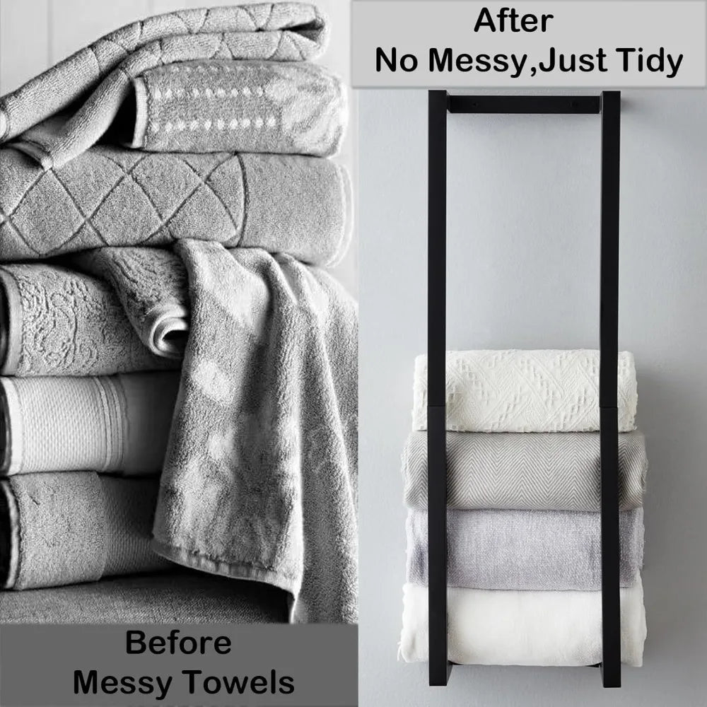 Rolled Towels, Towel Rack for Bathroom,Wall Mounted Metal Bathroom Organizer, Bath Towel Holder Wall for Modern Small Space