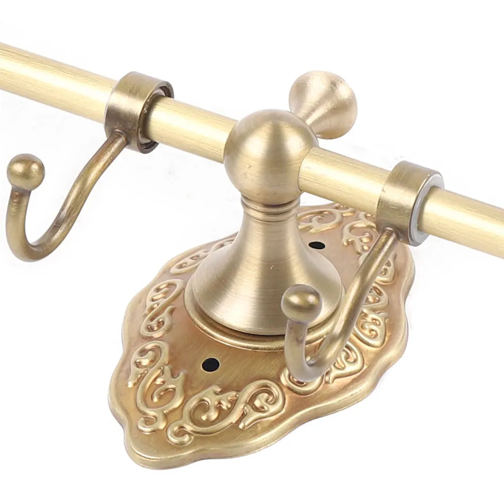 Wall-mounted Towel Rack, Towel Rack with Hooks, Retro Gold Towel Rack for Bathroom, Balconies, Toilets