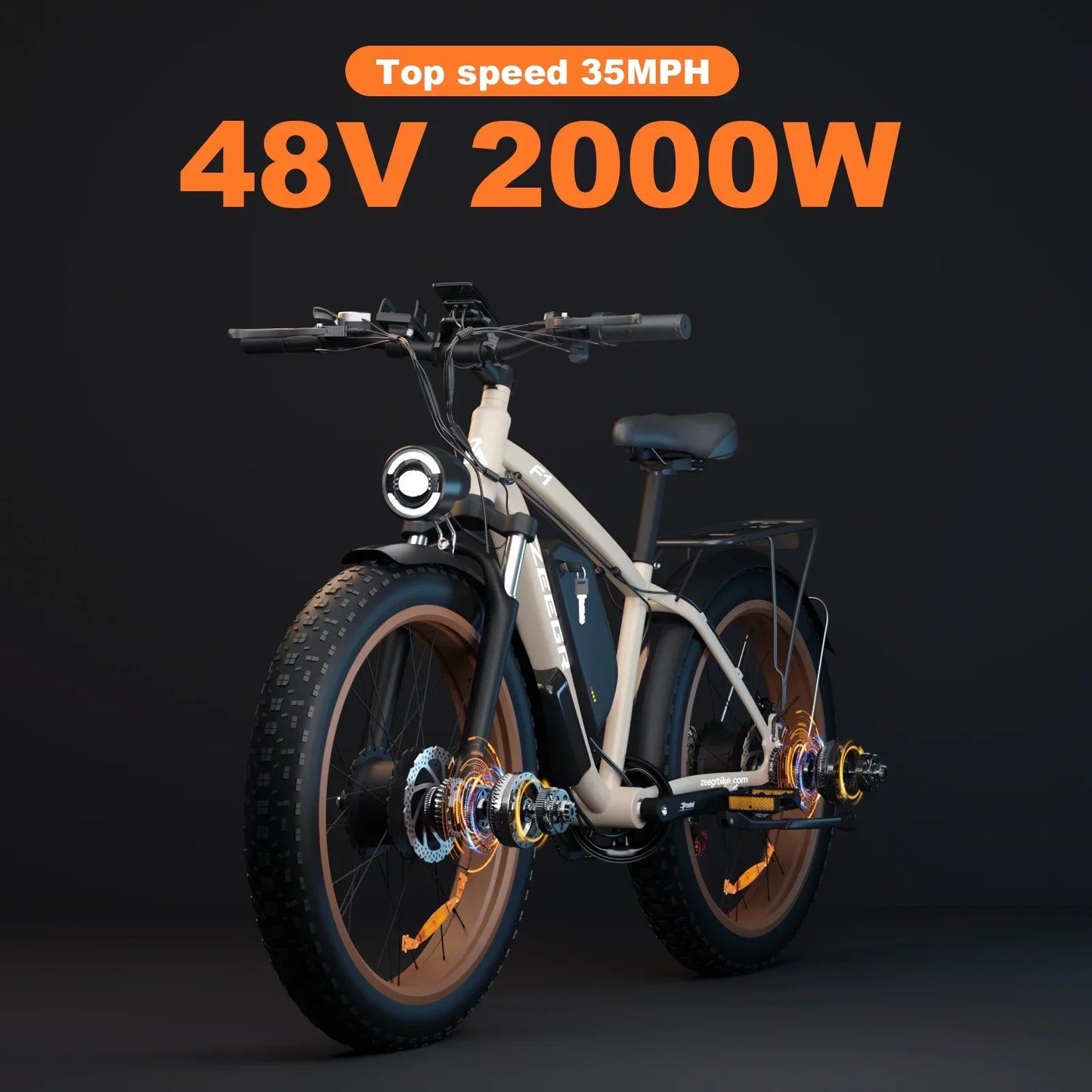 Electric Bicycle new F1 2000w dual motor 48v 22.4ah battery adult Electric bike 26inch tire Hydraulic brake snow beach E-bike
