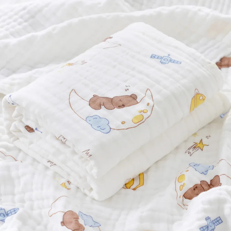 Baby bath towel, cotton four layer gauze, high-density baby product, newborn children's blanket towel, wrapped in newborn duvet