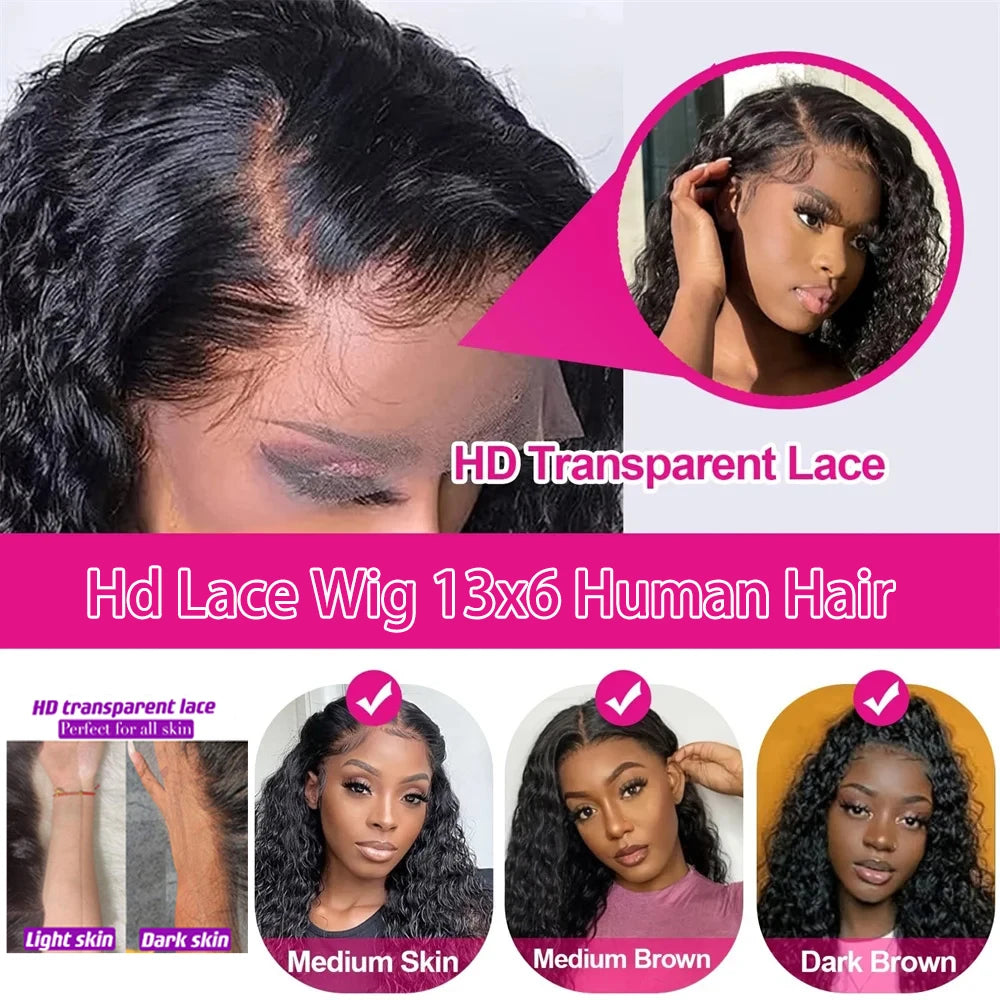 40 42 Inch 13x4 13x6 Water Wave HD Lace Front Wigs For Black Women Curly 360 Full Lace Wigs Human Hair Wet Deep Wave Frontal Wig