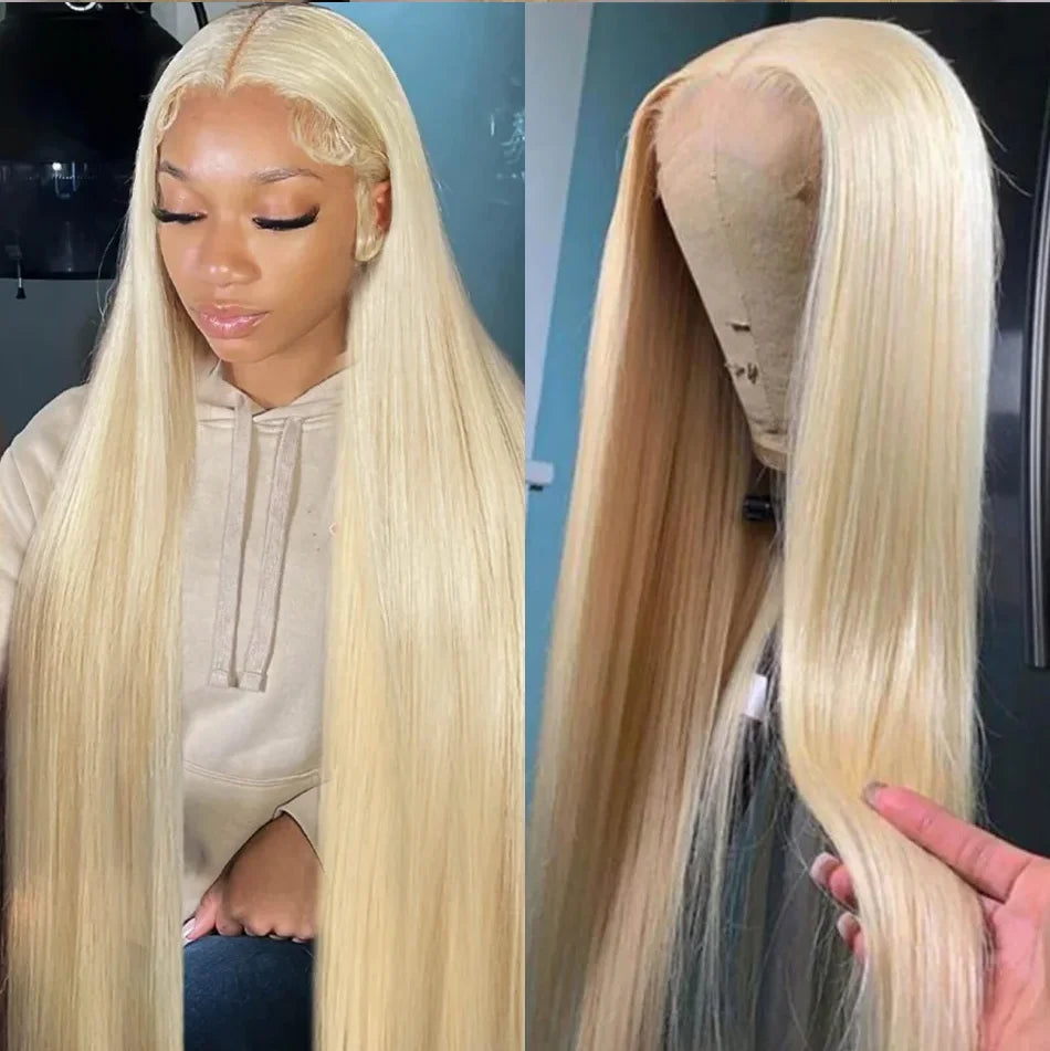 50Inch Straight Blonde 613 Blonde Human Hair Lace Frontal Wig 13x6 Transparent Blonde Lace Front Wigs Pre Plucked human Hair Wig