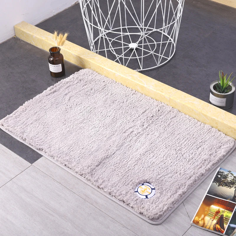 Non-slip Absorbent Bathroom Mat Long Hair Polyester Microfiber Quick Dry Nonslip Super Absorbent Bath Rug