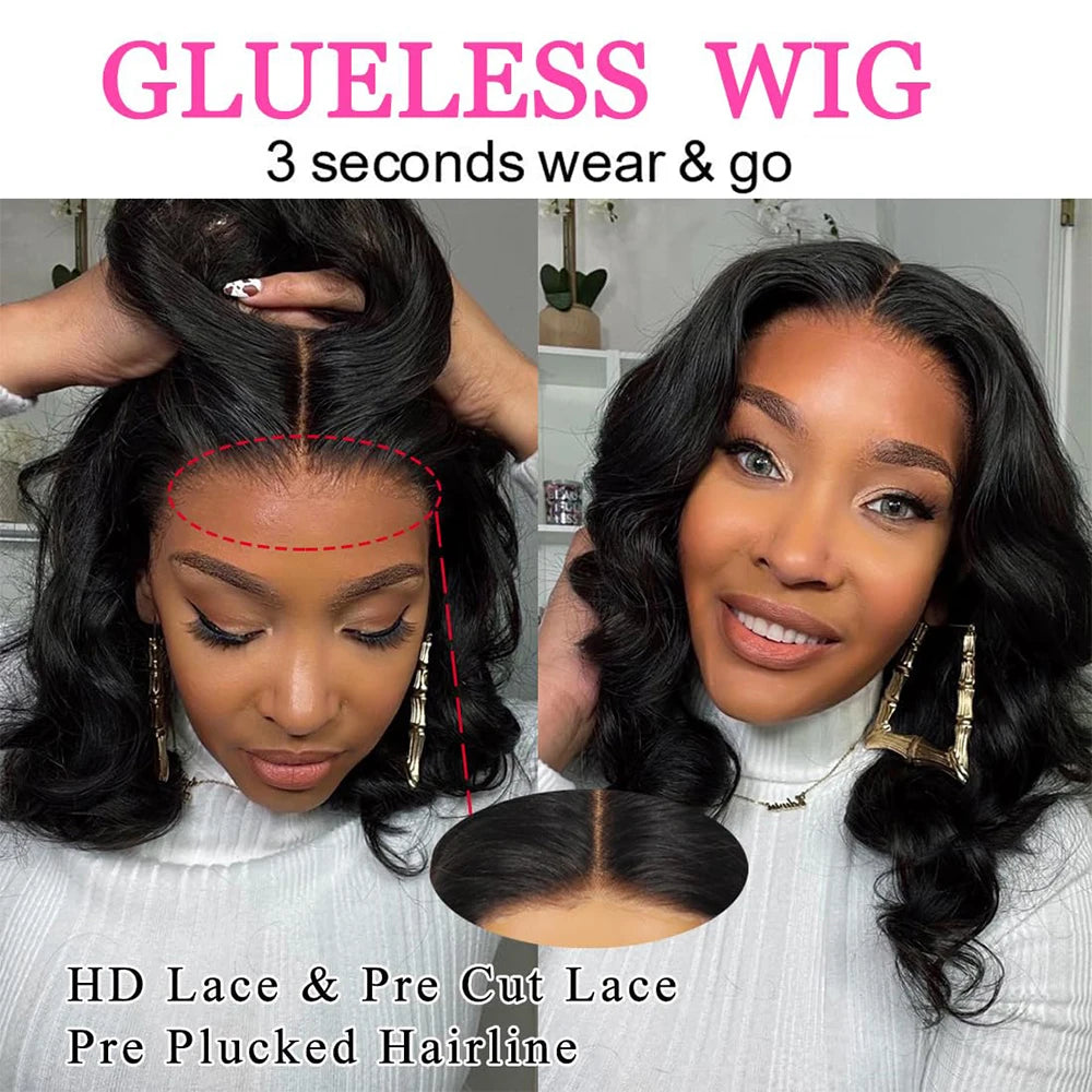 Mureen Hair Body Wave Wear And Go Glueless Bob Wig For Women Ready To Go Human Hair Wigs 5x5 Lace Closure Wig Human Hair