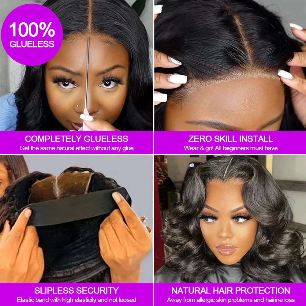 Glueless Bone Straight Short Bob Wig 13x4 13x6 HD Lace Front Wig 250% Density Brazilian Human Hair Pre Plucked For Black Women