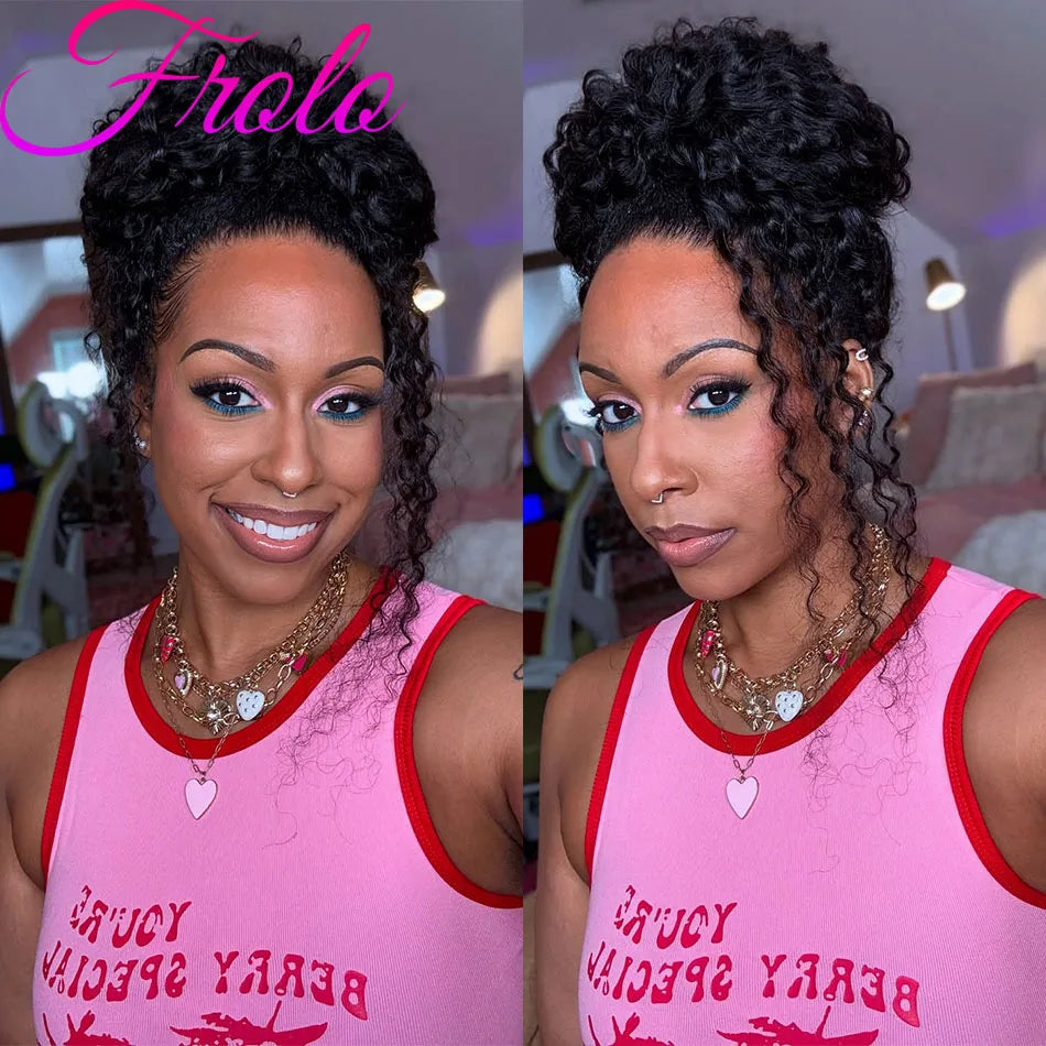 250 Density Deep Wave Invisi Strap 360 Full Lace Wig Human Hair Natrual Black Curly Wigs Lace Front Wig Human Hair 38 Inches