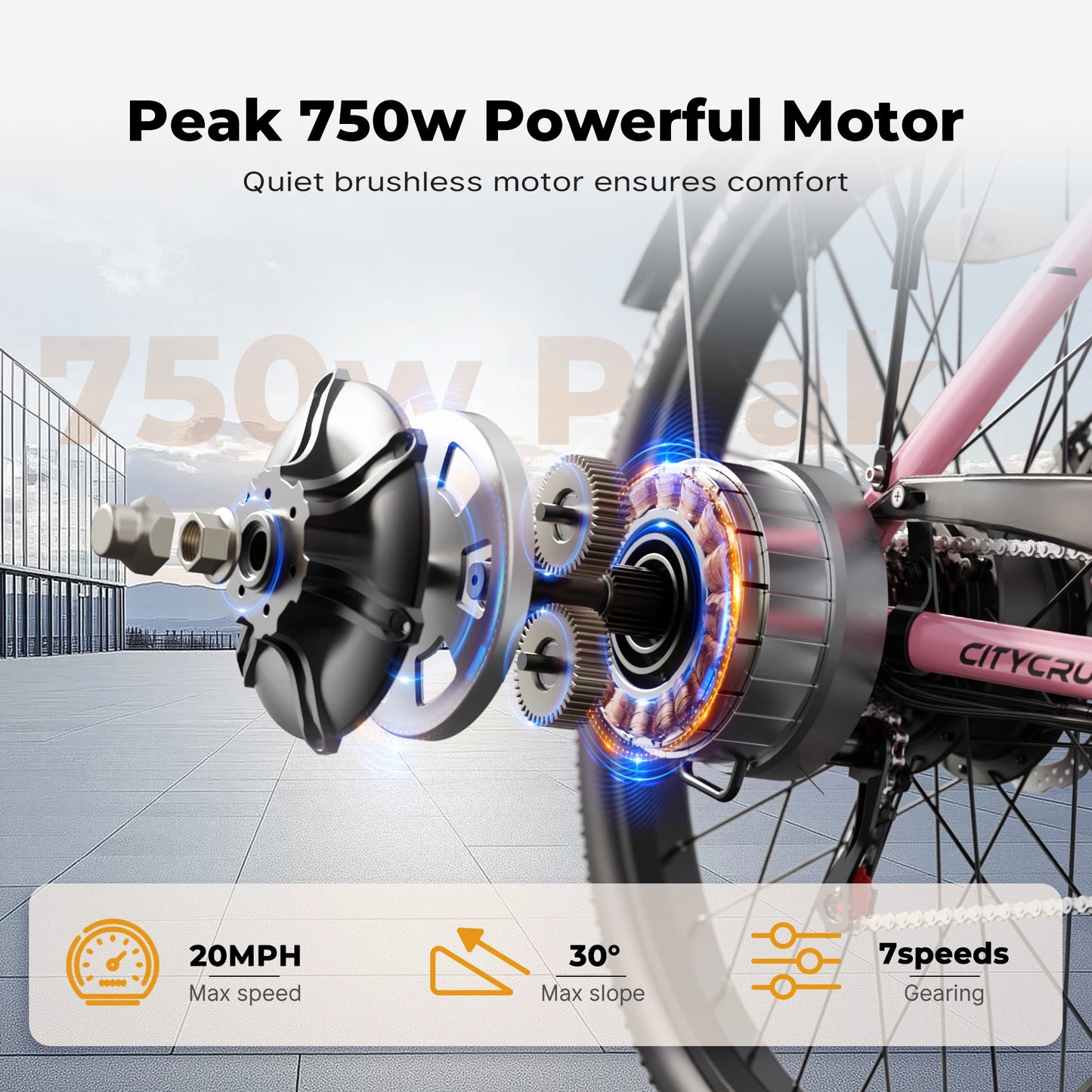 VARUN CITY CRUISER Electric Bicycle 500W Motor Adult E-Bike 48V 7.8AH Battery Women Electric Bike 26 lnch Tire Mountain E-Bike