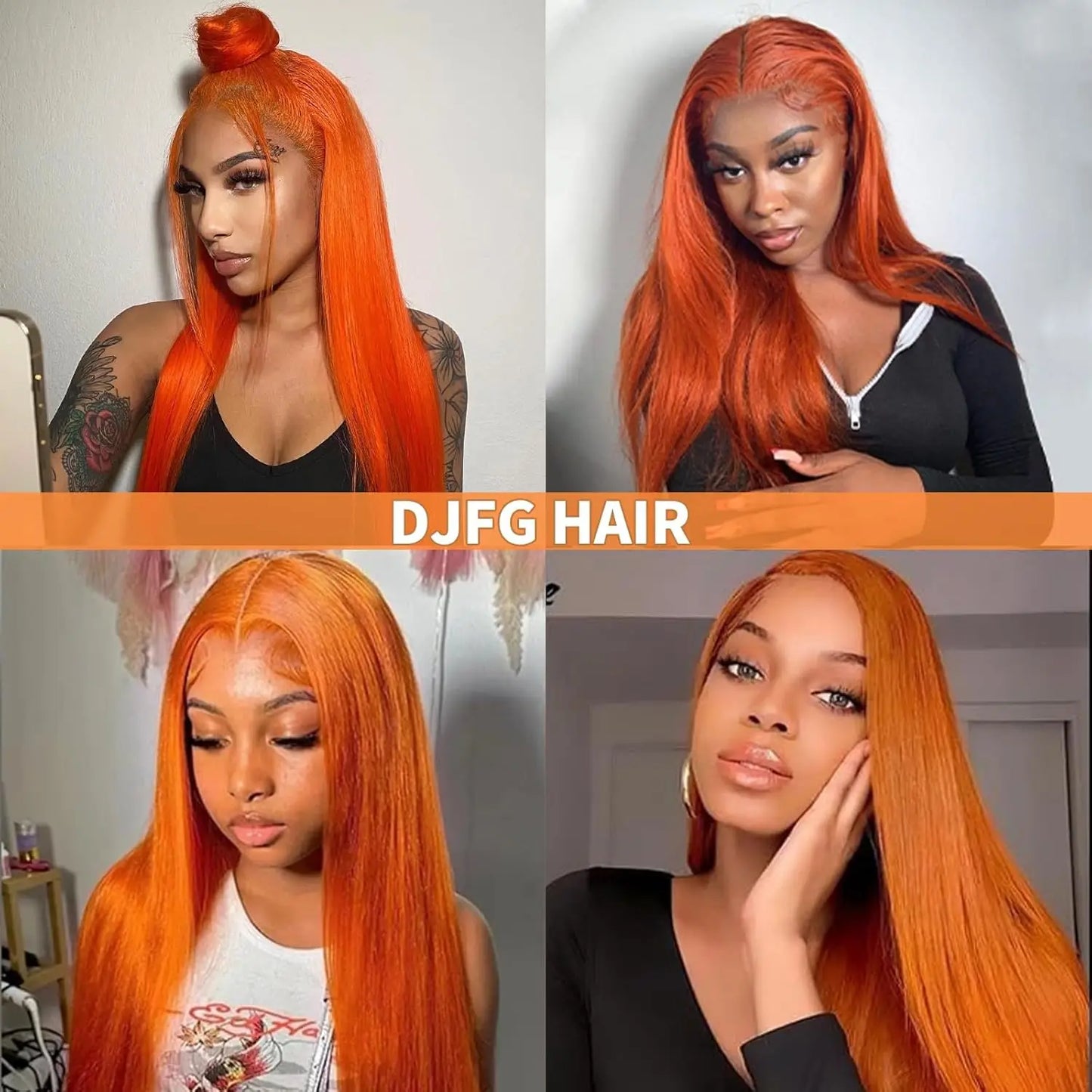 Bone Straight 13x6 Lace Front Wigs Human Hair 200% Density Ginger Colored HD Transparent Lace Frontal Wig Pre Plucked Remy Hair