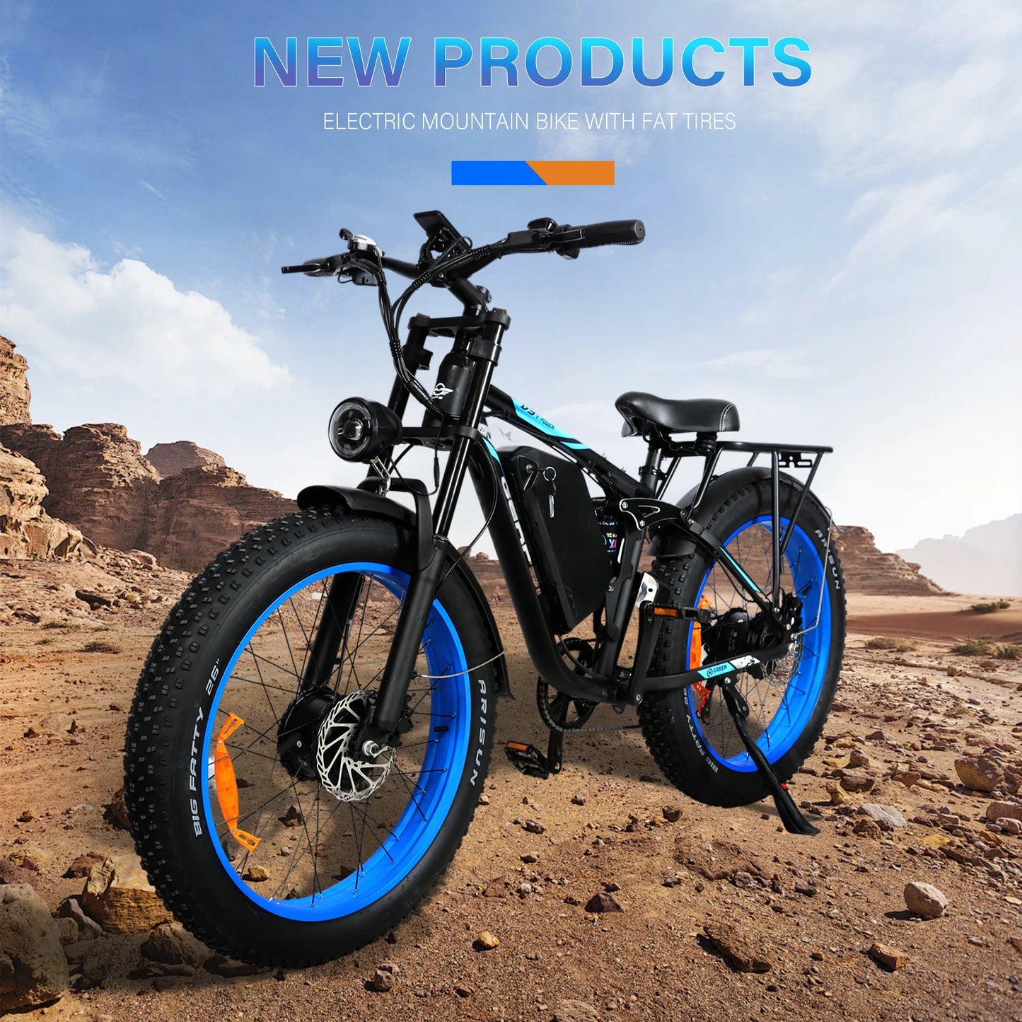 BAOLUJIE DP-2603 Adult E-bike 1500W*2 Motor 48V25Ah Battery Commute Electric Bike 26-inch Fat Tire E-Mountain Bike 21 Speeds