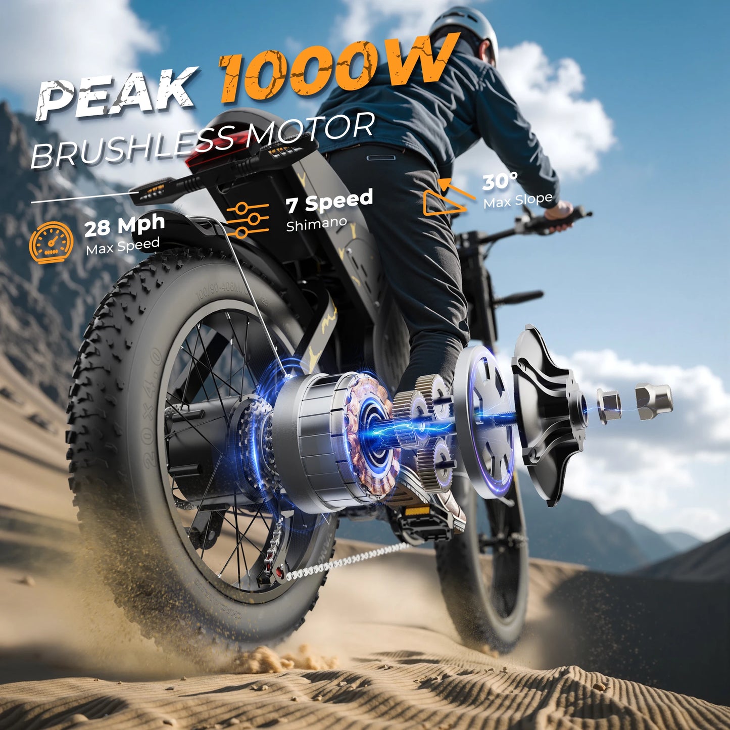 VARUN X-Plorer Raptor Electric Bicycle 1000W Motor 48V 20.8Ah Battery Adult E-Bike 20*4.0 Inch Fat Tire Off-road Mountain Bike