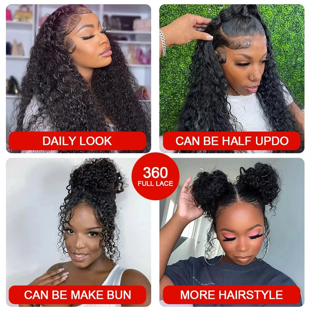 40 Inch 360 Full Lace Wig Deep Wave Frontal Wigs Brazilian Curly Human Hair Wigs Hd 360 Lace Wigs Invisible Drawstring For Women