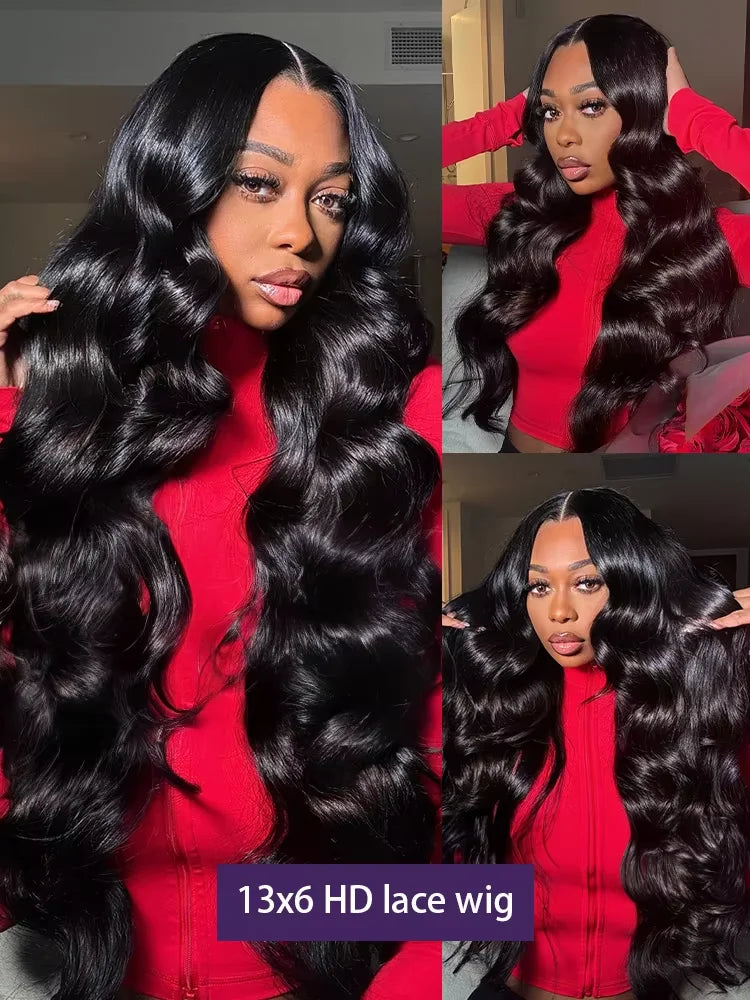 30 Inch Body Wave 13x6 Hd Lace Frontal Wig 250 Density 100% Peruvian Human Hair Pre plucked Lace Front Wigs For Black Women