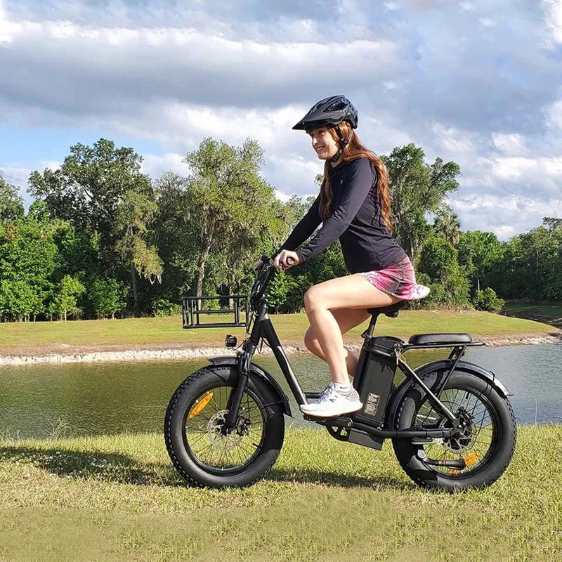 Freego Electric Dirt Bike for Adults 20" x 4 Fat Tire Electric Bicycle 48V 25AH Battery with Front and Rear Cargo Rack 2 Seater