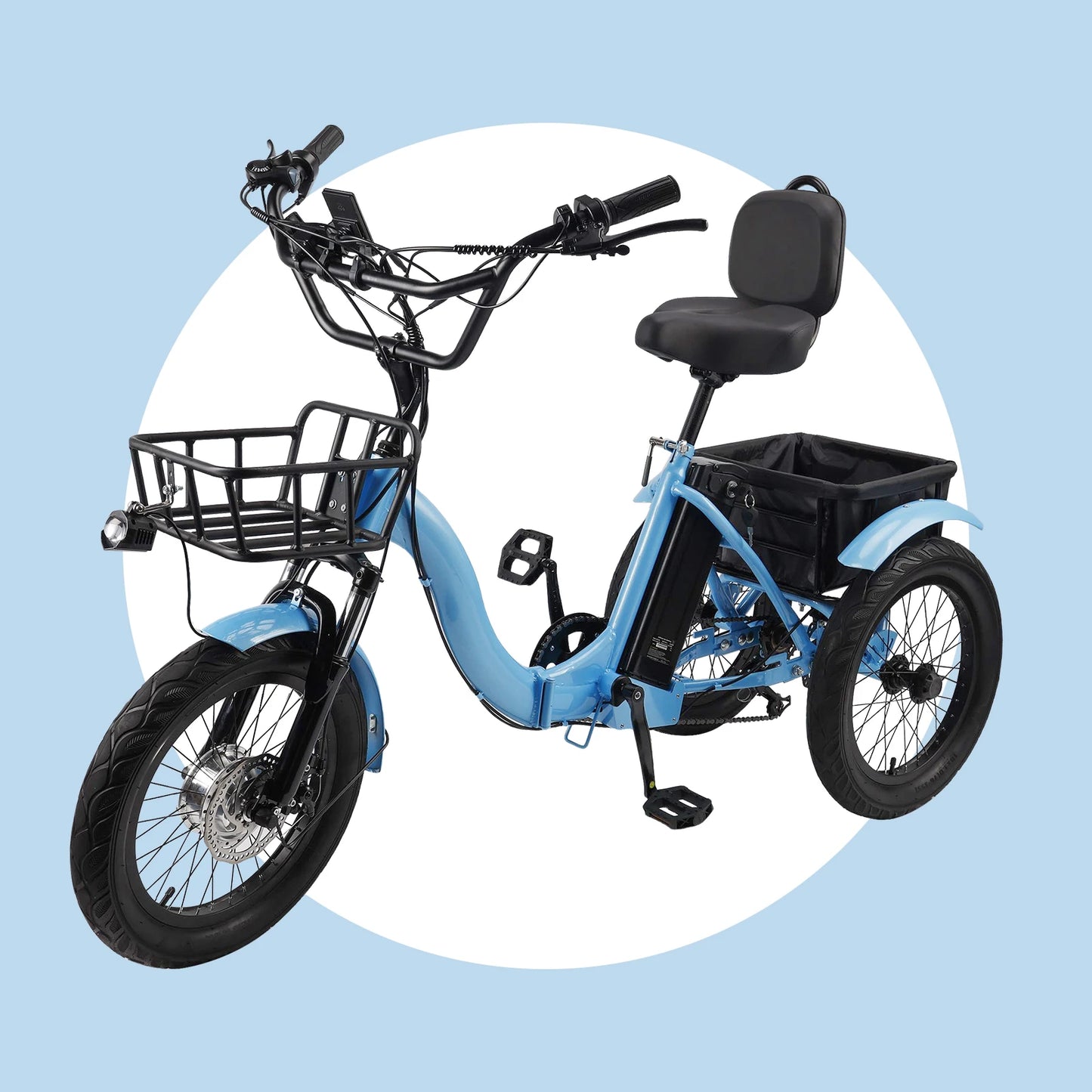 Artudatech 18" 48V 13AH 350W (peak 525W) Foldable Electric Trike for Adults 3 wheel e-trike Variable speed with IPX7 Display