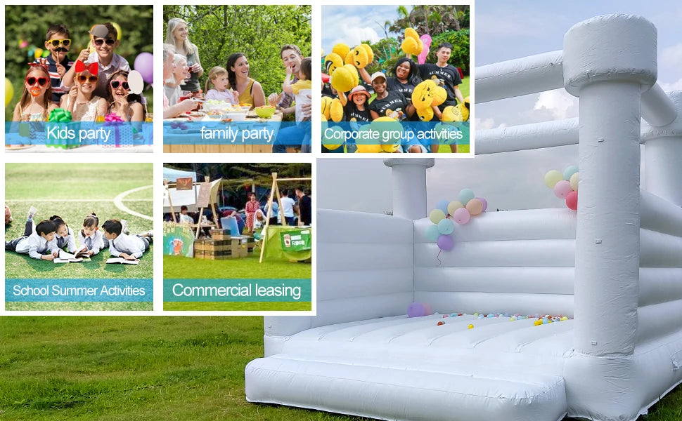 New Design Commercial Inflatable White Bounce House With Slide Bouncy Castle/Gold Jumping House/Customization Bounce For Wedding