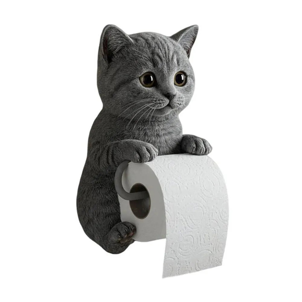 Cute Toilet Paper Holder Wall Mounted Toilet Paper Roll Rack Cat Shape Tissue Dispenser Racks Roll Paper Storage Stand For Home