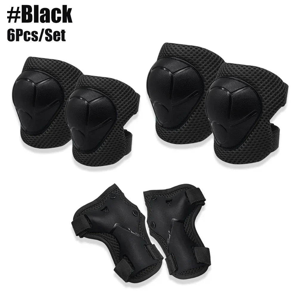 6PCS Kids Protective Gear Set - Knee & Elbow Pads + Wrist Guards for Toddlers 3-7 Years, Skating & Playground Safety