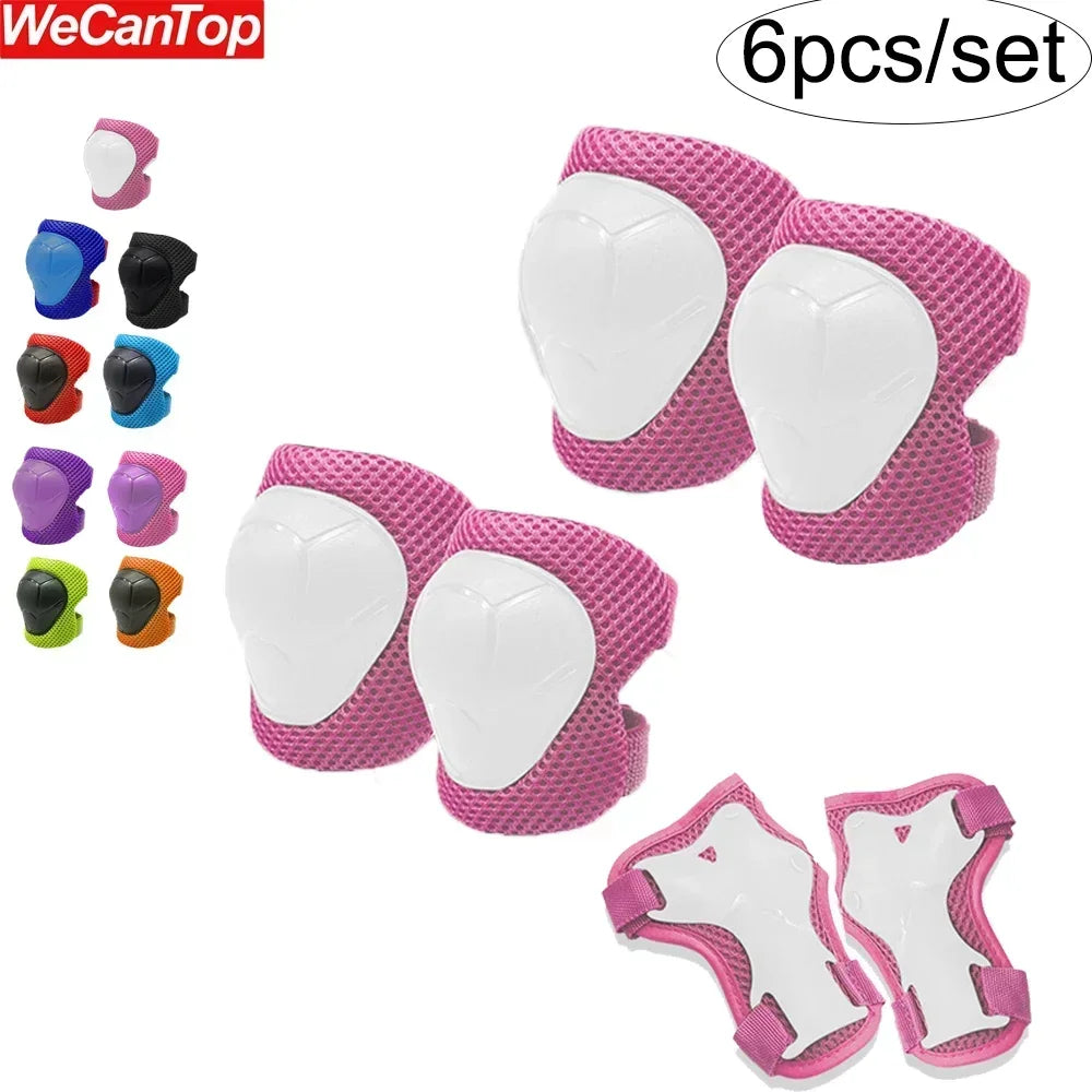 6PCS Kids Protective Gear Set - Knee & Elbow Pads + Wrist Guards for Toddlers 3-7 Years, Skating & Playground Safety