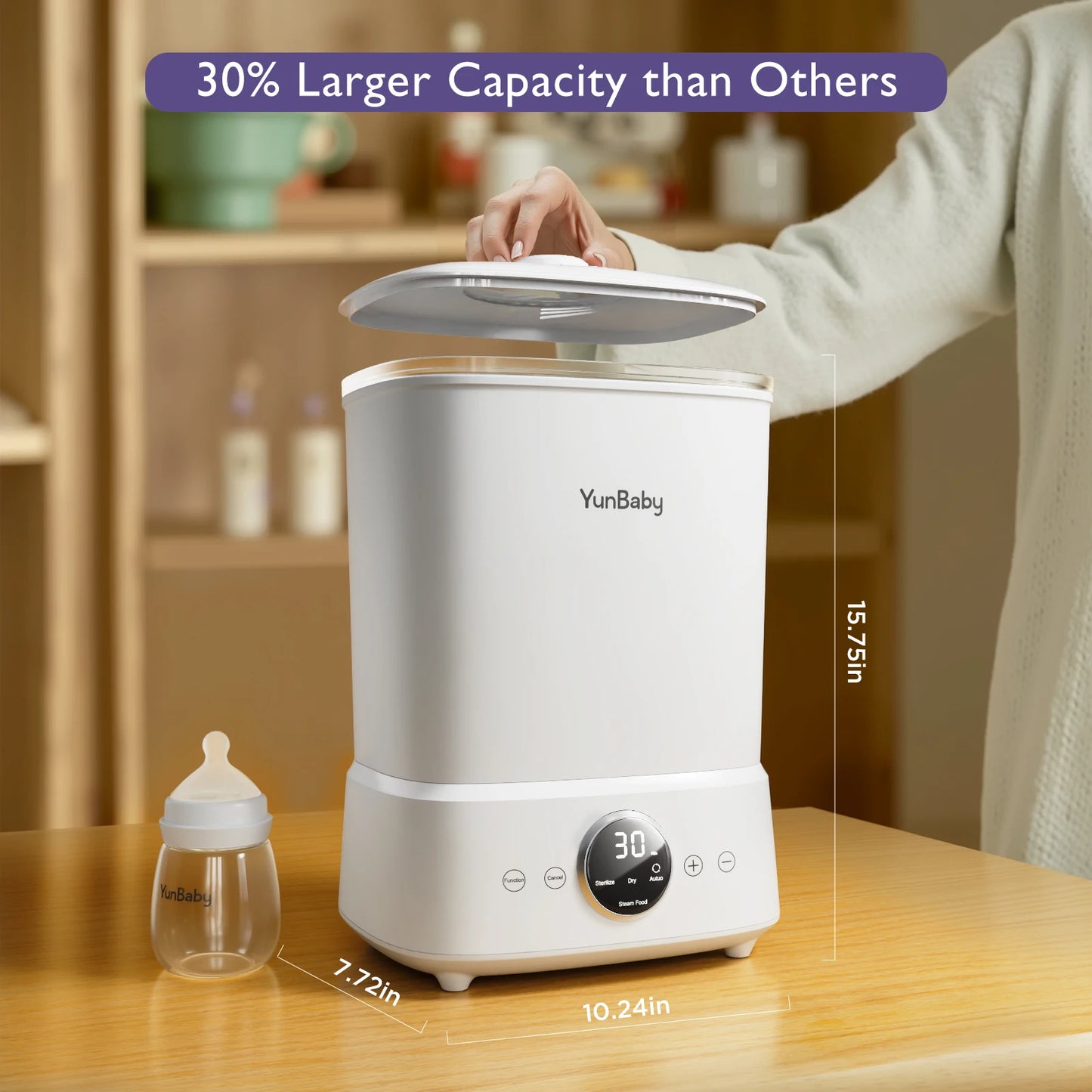 YunBaby Baby Bottle Steamer and Dryer, for All Baby Items, Bottles&Breast Pump Accessories, One-Touch Control, Large Capacity