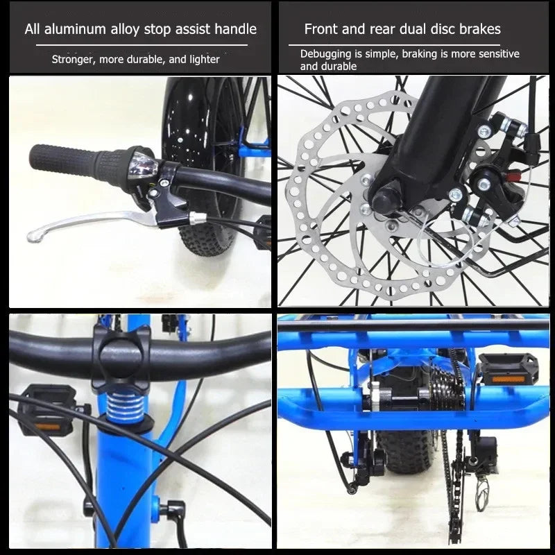 24 inch tricycle disc brake MTB fat tire off-road tricycle with basket Fatbike 7 speed three wheel Bike leisure elderly tricycle