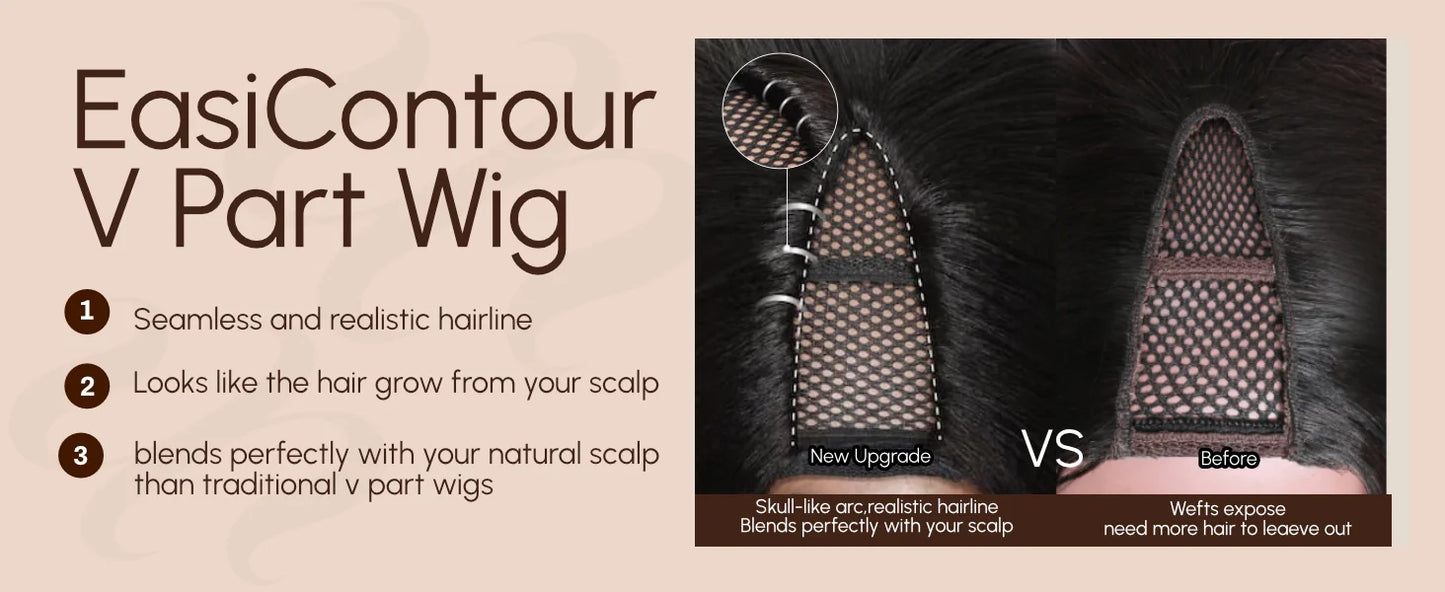 UNice Hair Natural Color Yaki Straight Human Hair Wig Pre Cut Pre Bleached 7x5 Lace Glueless Wig & V Part Wig 150% Density