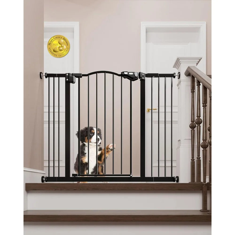 29-39.6” Baby Gate for Stairs & Doorways, 30" Tall Dog Gate for Pets, Dual-Lock Safety and One Hand Opening Design, Pure Black
