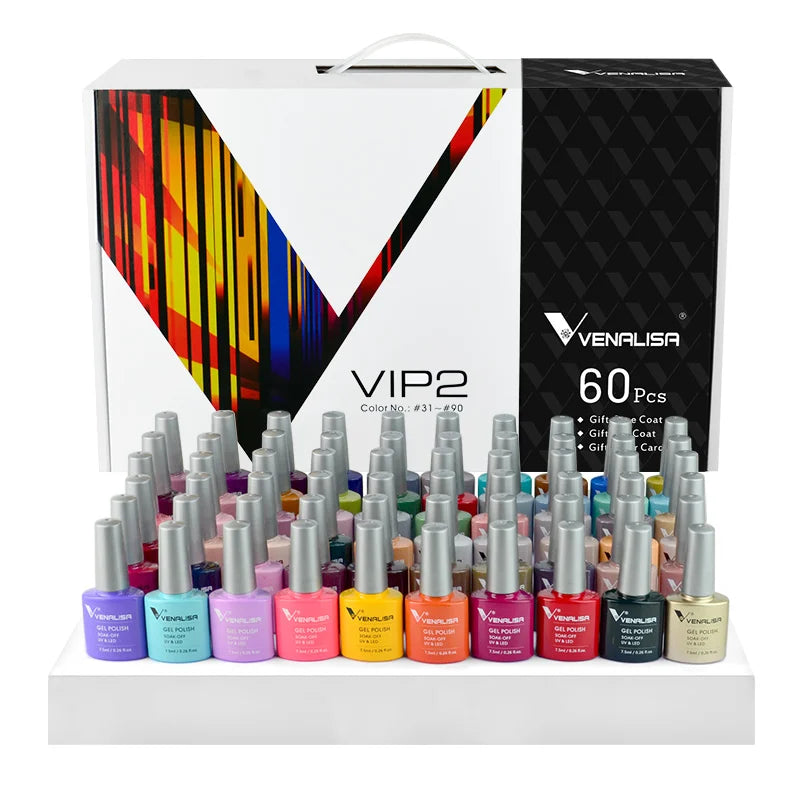 1Set VENALISA TPO FREE Whole Set Nail Gel Polish with Color Display For New Learner Nail Maincure Gel Varnish Branded Suitcase