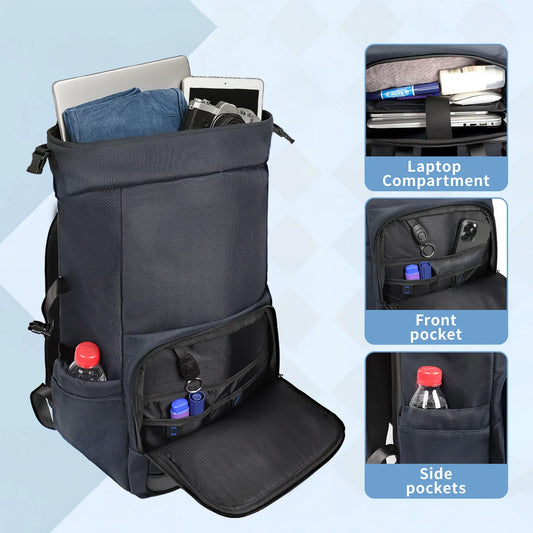 New York XPress Roll-Top Backpack for Men Large Capacity Expandable Laptop Bag Leisure Travel Backpack Hiking Camping Bags