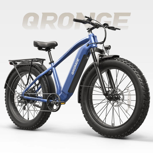 QRONGE Thunder Electric Bike for Adults 1800W Peak 48V 15AH Battery E bike 28MPH(PAS Mode) Electric Bicycles 26" Fat Tire E-Bike