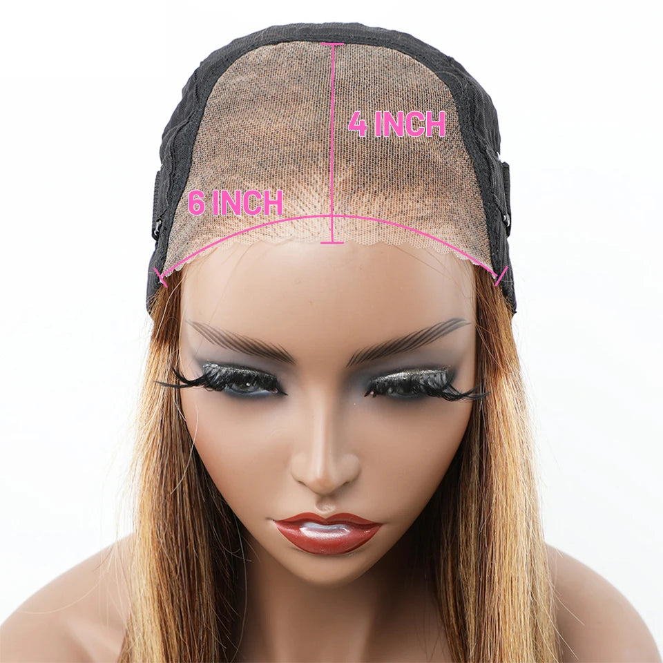 Highlight Glueless Wigs Human Hair Ready To Wear Pre Cut Preplucked Straight 4/27 Ombre 13x6 HD Lace Frontal Wig Human Hair 200%