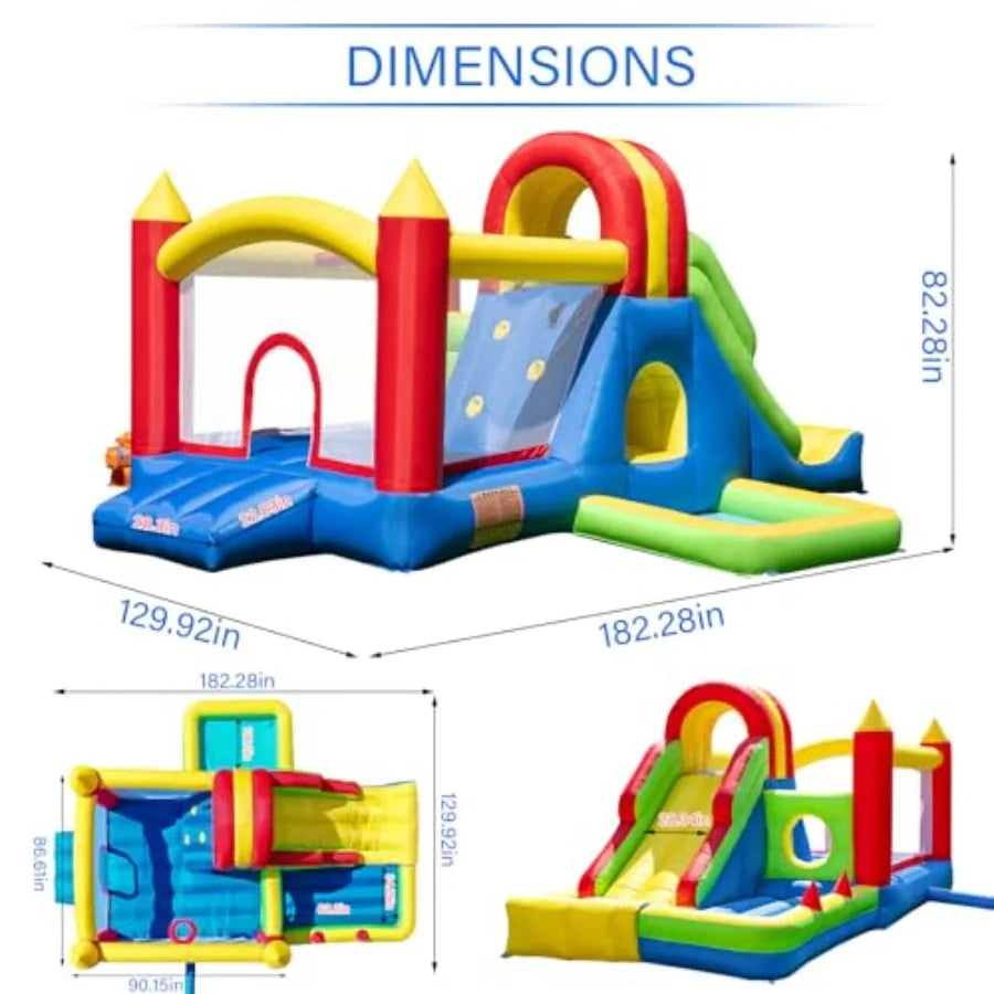 Large Bounce House for Big Kids – Inflatable Playground with Tall Slide, Climbing Wall, Water Pool, Bouncy Ball Pit, Tunnel, Rin