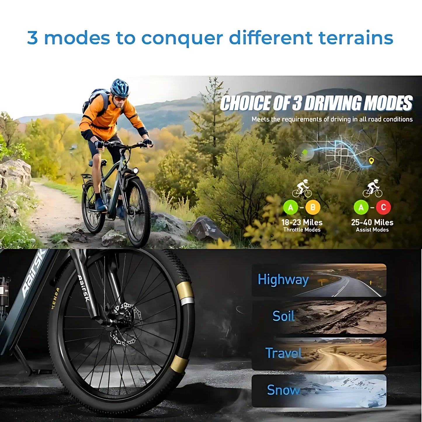 26'' Electric Bike for Adults,750W Peak Motor Mountain Ebike,25MPH Up to 40Miles,7-Speed,Shock Absorbers,Commuter E-Bike