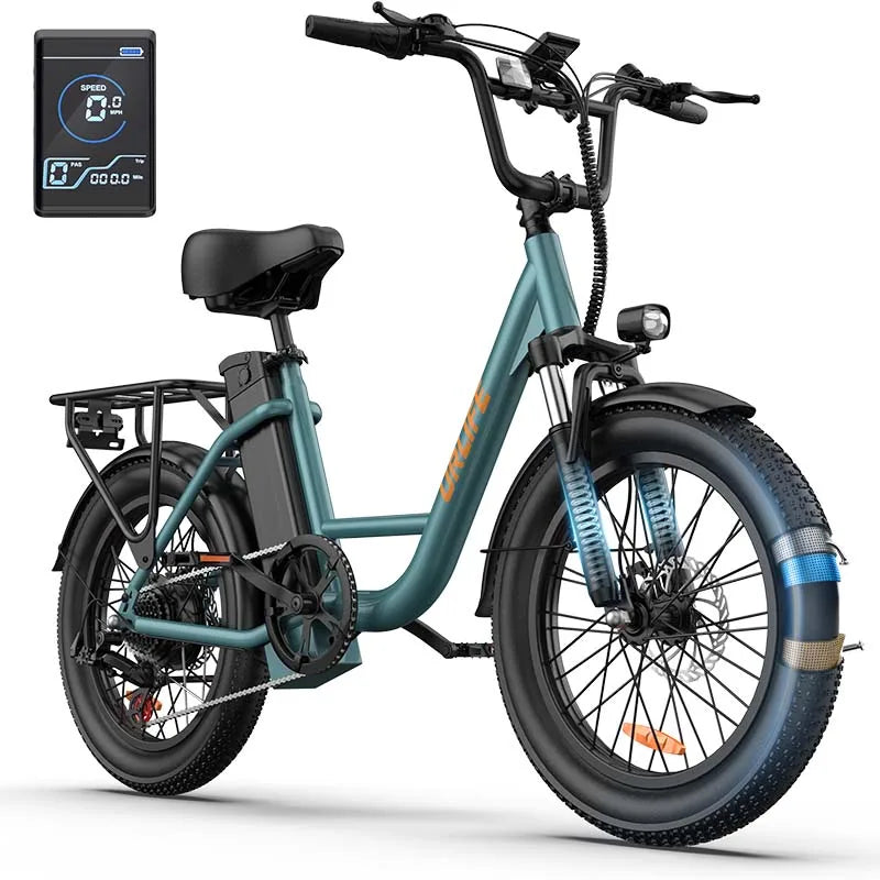 URLIFE E20 adult E-bike 250W 48V 13Ah battery commute Electric Bike,20-inch Fat Tire city ebike