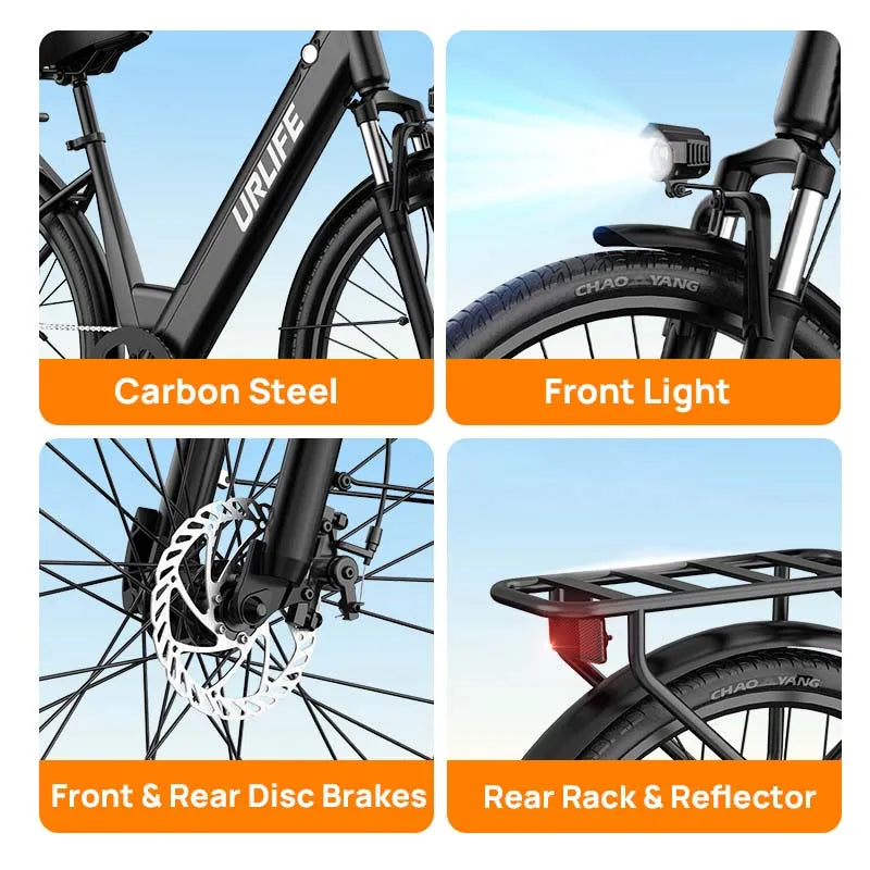 URLIFE E26 adult E-bike 250W 48V 10.4Ah battery commute Electric Bike,26-inch tire city ebike