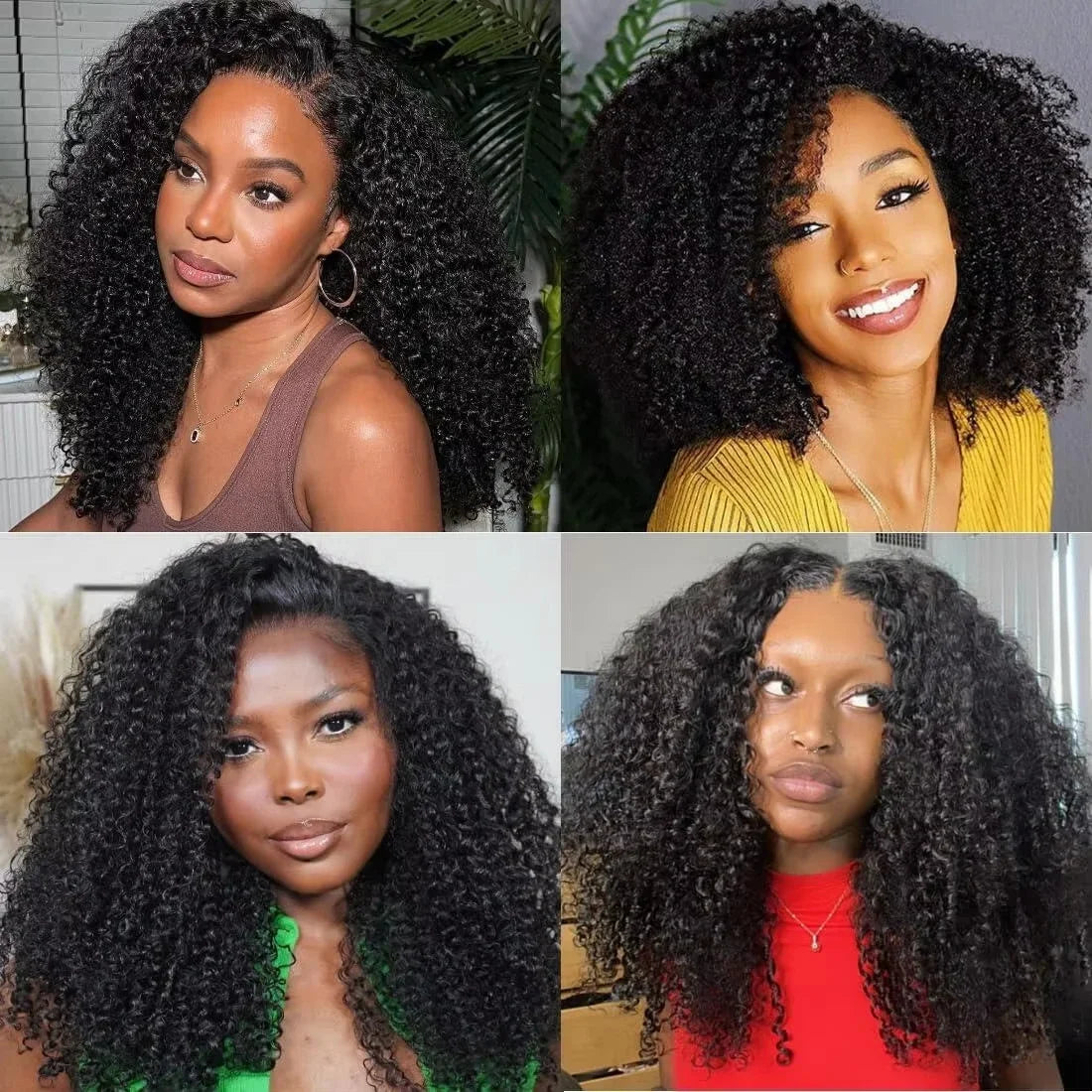 Silkwave V Part Wig Human Hair Knky Curly Glueless Wig For Black Women No Leave Out Easy Blend Clip In Half Deep Wave V Part Wig