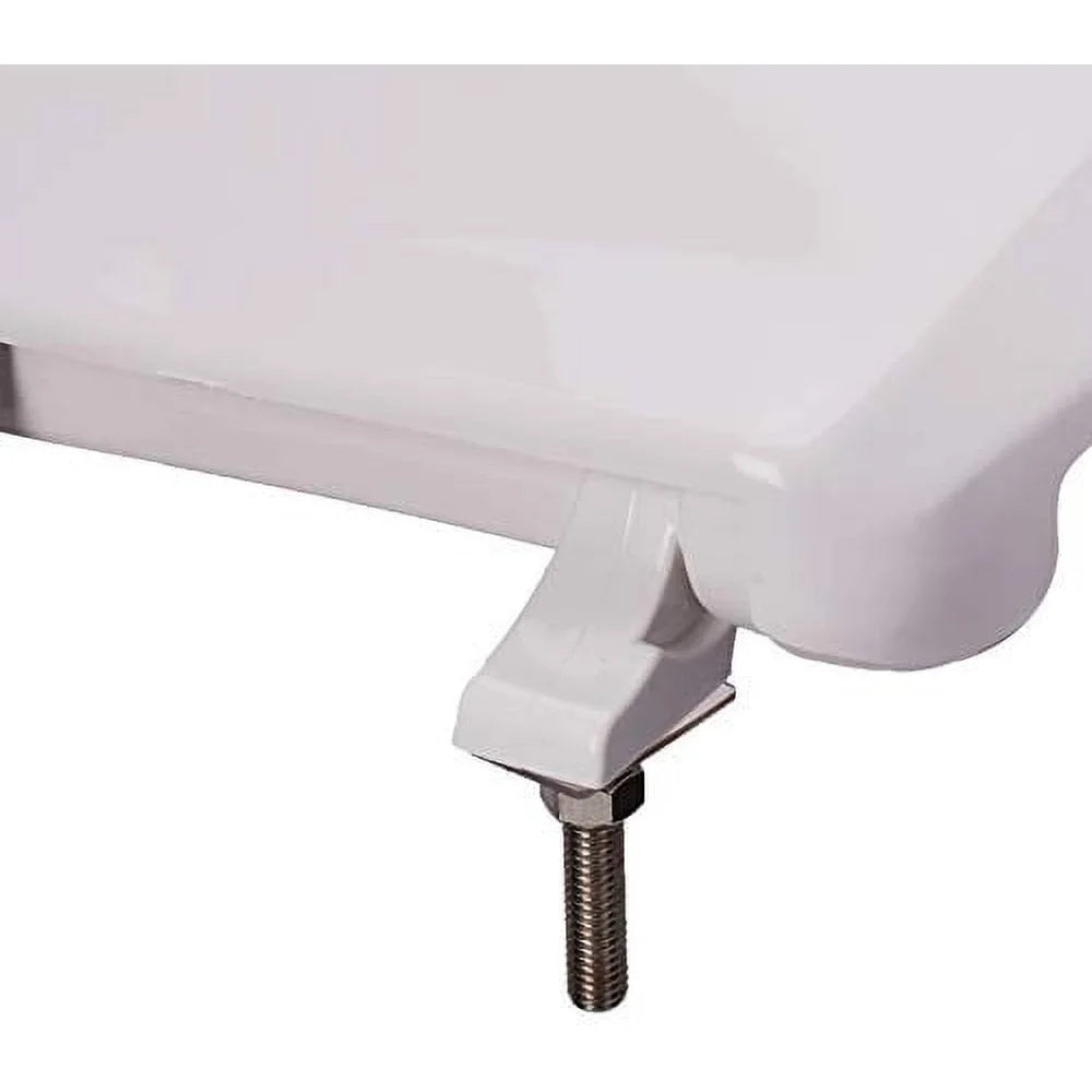 Elongated Toilet Seat with Cover Polypropylene Plastic Standard Bolts 300 lb Capacity ANSI Compliant White Bathroom Accessory