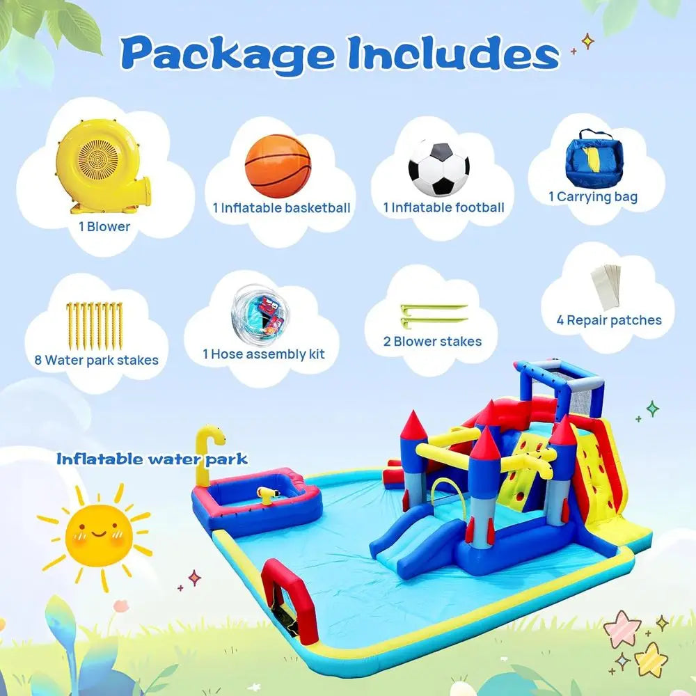 10 in 1 Iatable Water Slide Bounce House for Kids,19ft L x 17ft W x 8ft H,Blow Up Water Slide for Backyard,Iatable Pool Slide wi