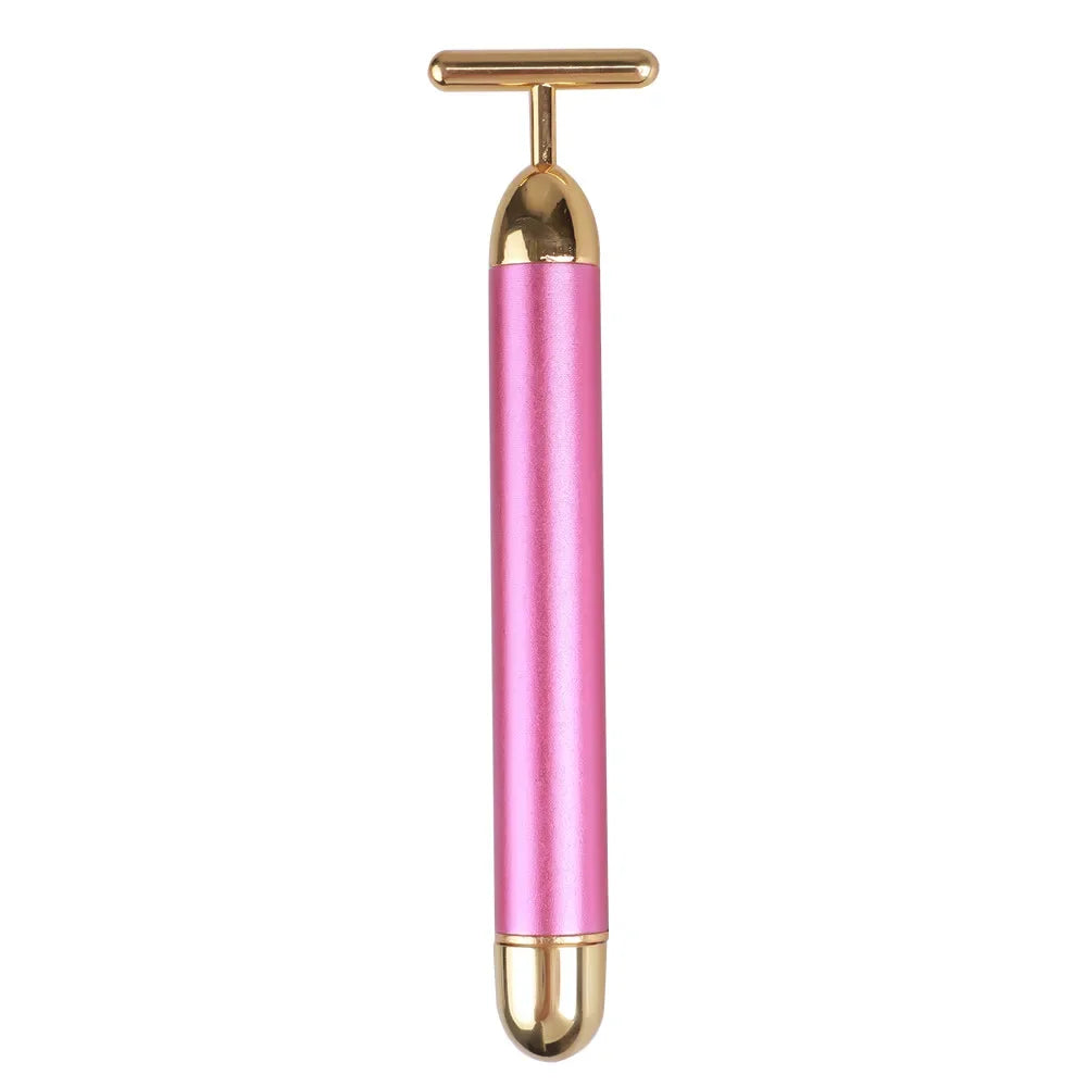 Portable Energy Electric Beauty Bar Waterproof 24K Gold Pulse Firming Massager Roller Facial Eye Pouch Remover Face Care Tool