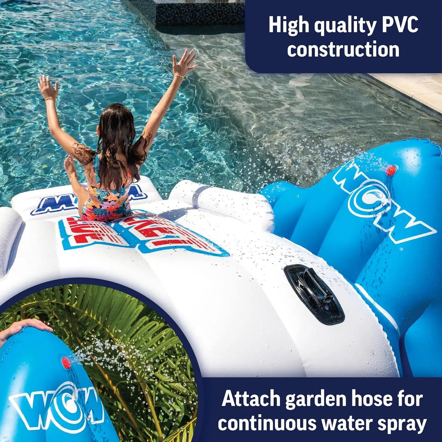 Inflatable Pool Slide with Built-in Sprayer for Kids and Adults - Durable Vinyl Portable Water Slide