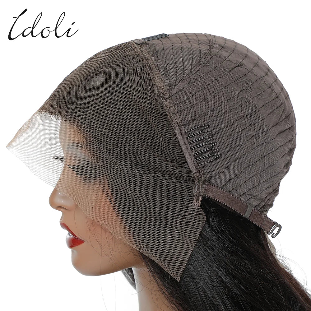Idoli Brown Bob Lace Front Wig Human Hair Straight HD Transparent Blunt Cut Chocolate Brown Bob Wig Human Hair 13X4 Frontal Wigs