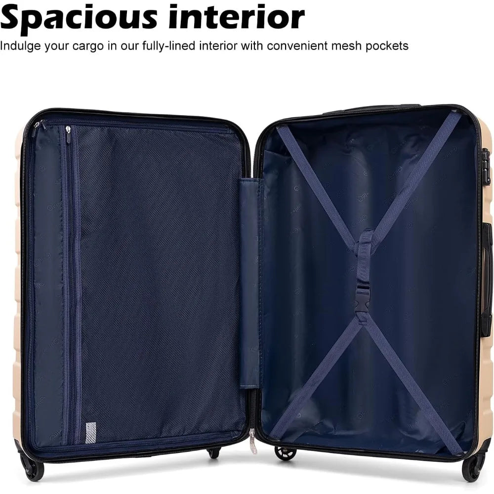 Free Delivery - High quality Luggage 3 Piece Set Suitcase Spinner Hardshell Lightweight TSA Lock,Durable & Sturdy (orange) - NEW