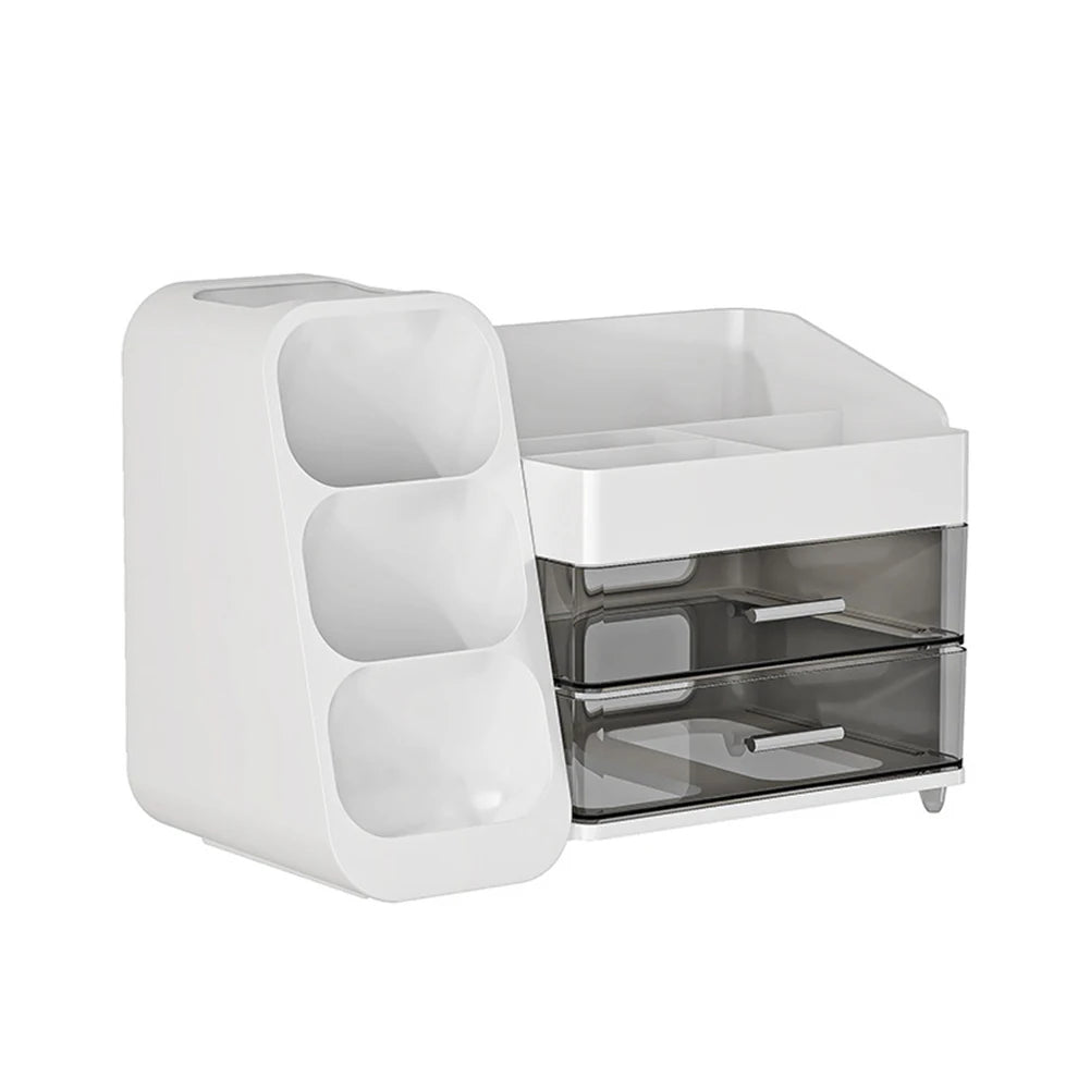 Plastic Desktop Organizer Makeup Storage Box with Drawers Cosmetic Display Case Makeup Display Stand for Lipstick Makeup Brush