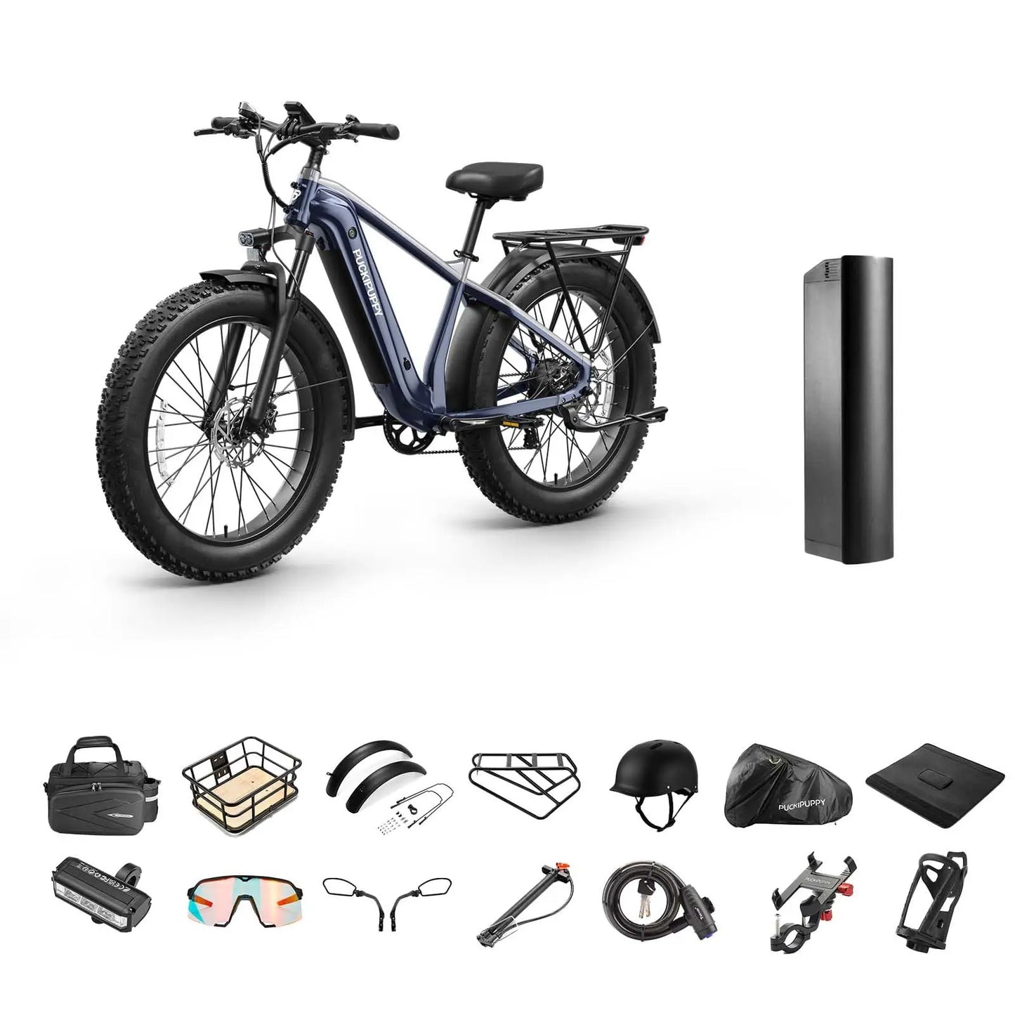 PUCKIPUPPY Beagle 2 Electric Bike With 960W Peak 26" Fat Tire Electric Mountain Bike 28MPH 48V 15AH Removable Battery Ebike